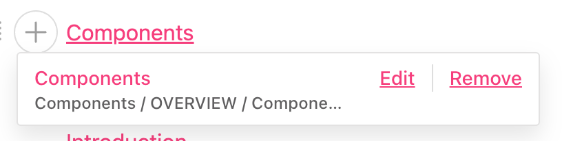 Edit and remove options for links