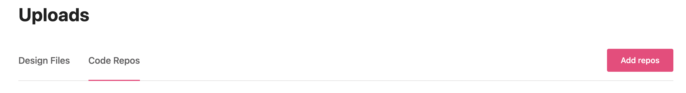 Code repos section in Uploads