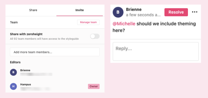 Add editors and comments in zeroheight