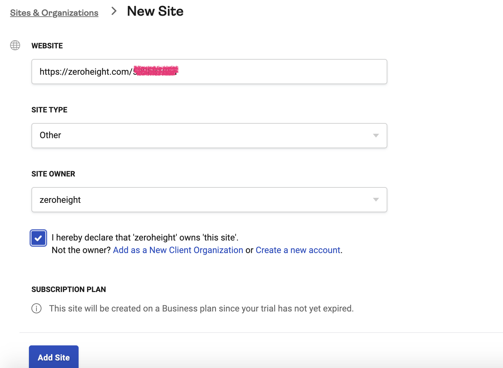 New site window to paste styleguide URL in