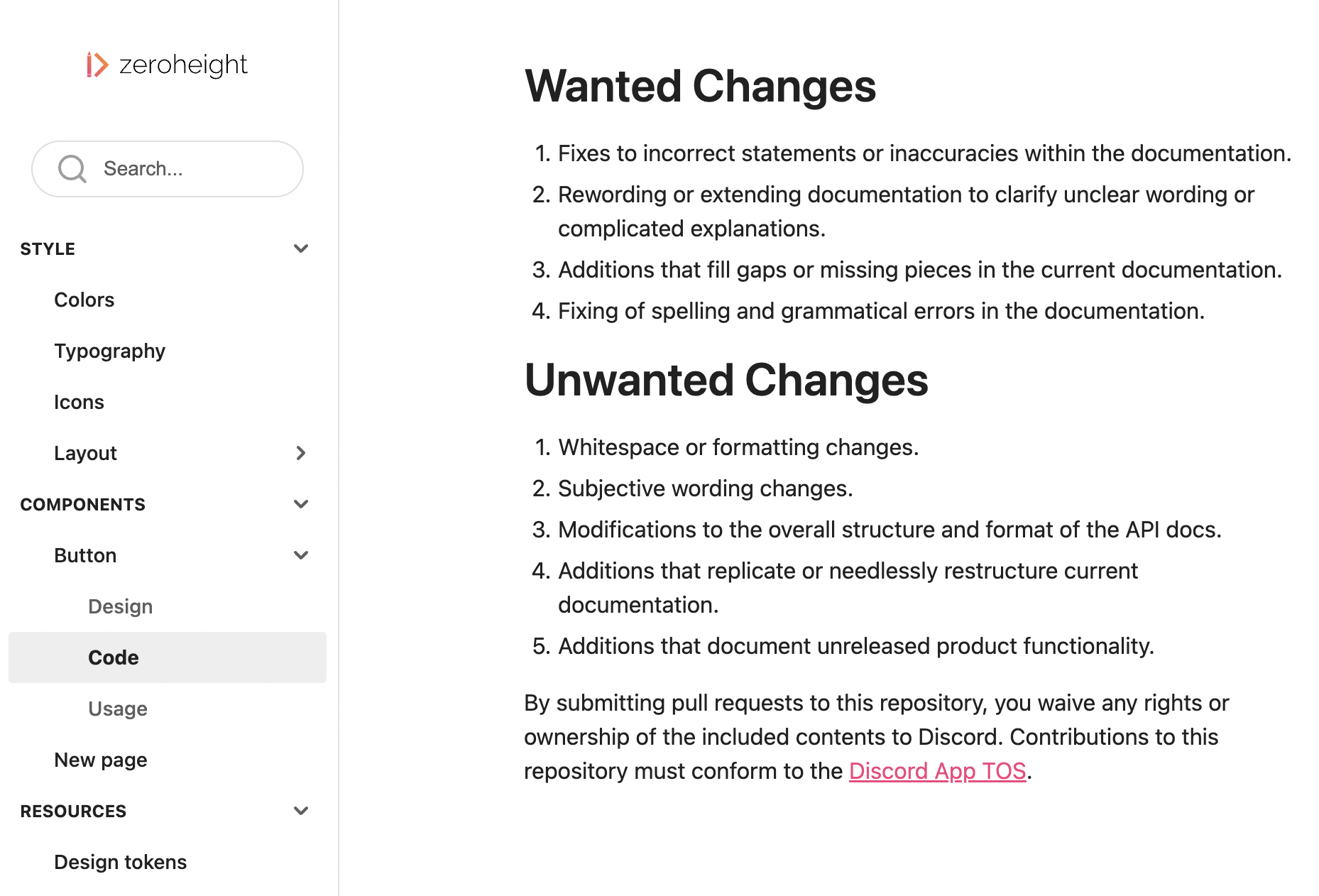 Markdown files shown the styleguide in viewer mode