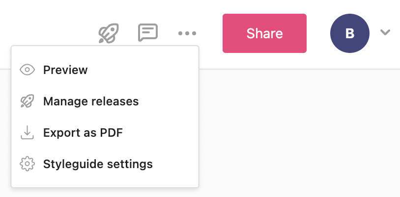 three dots menu for styleguide
