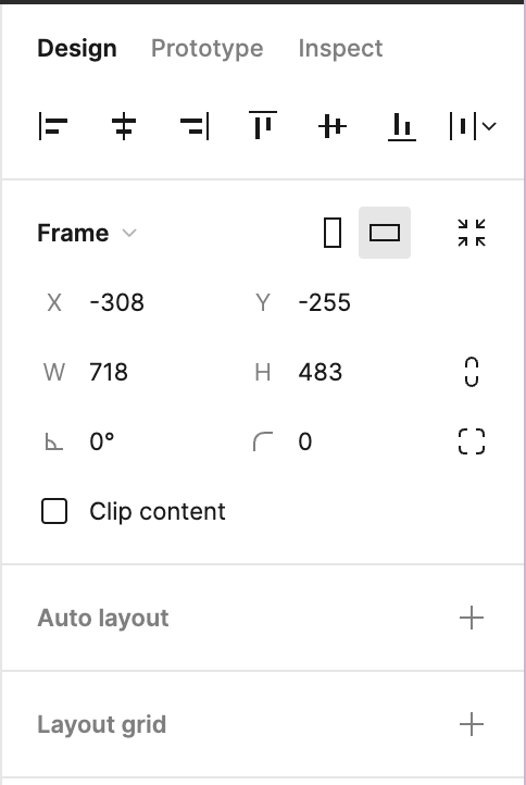 Figma design panel