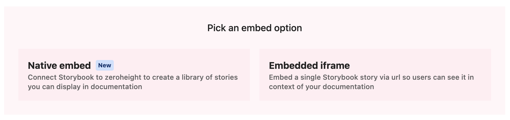 Storybook embed options
