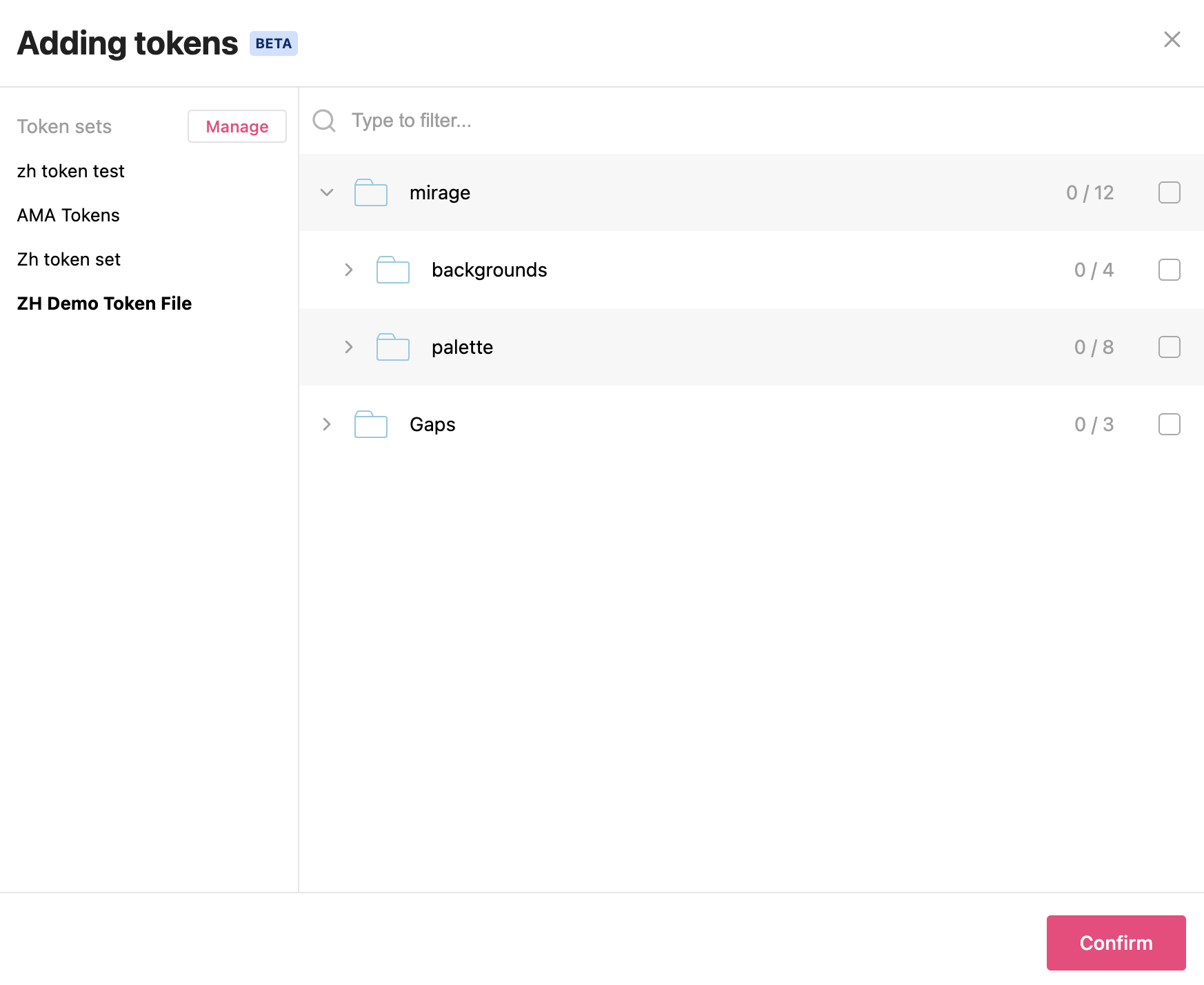 Tokens to pick from token manager