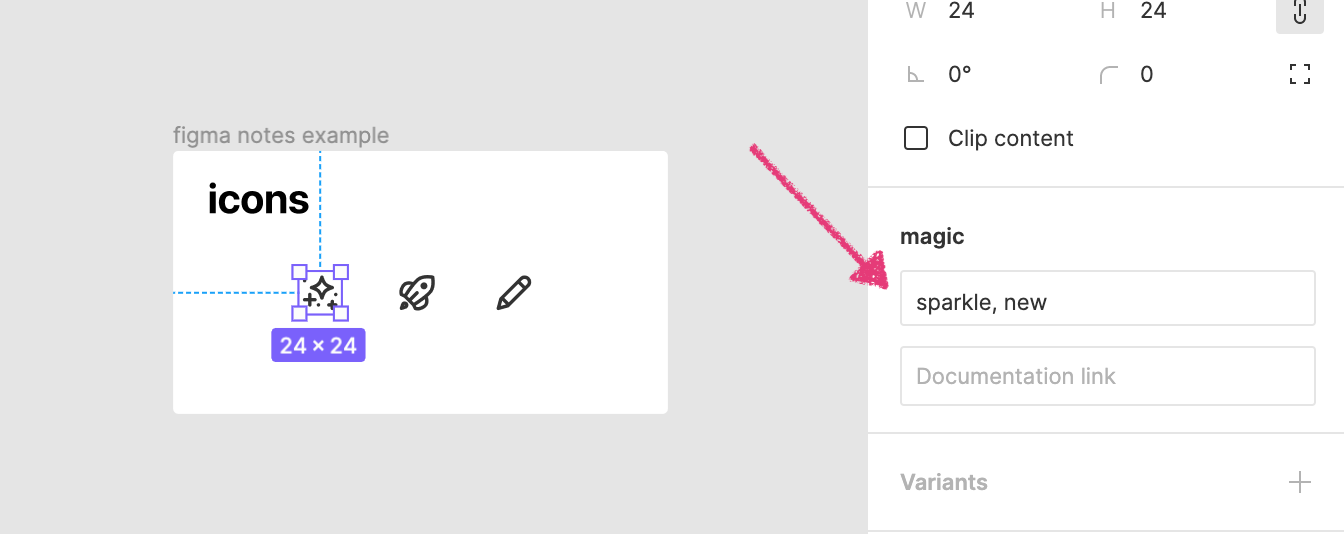 Description for an icon is added in Figma.
