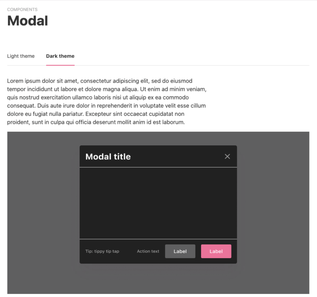 Examples of displaying themes using tabs