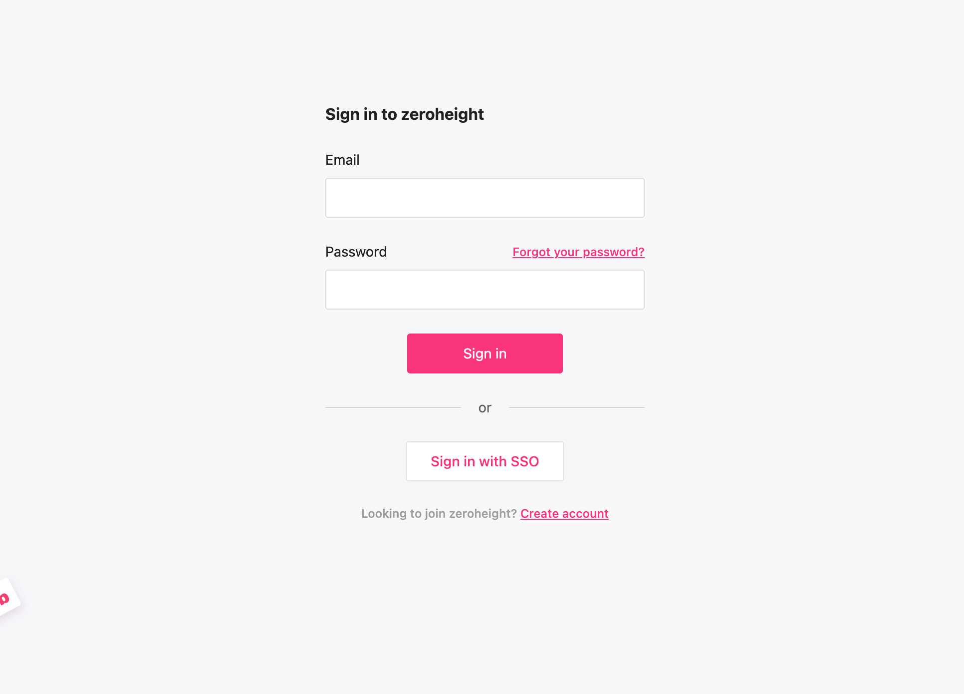 zeroheight login page