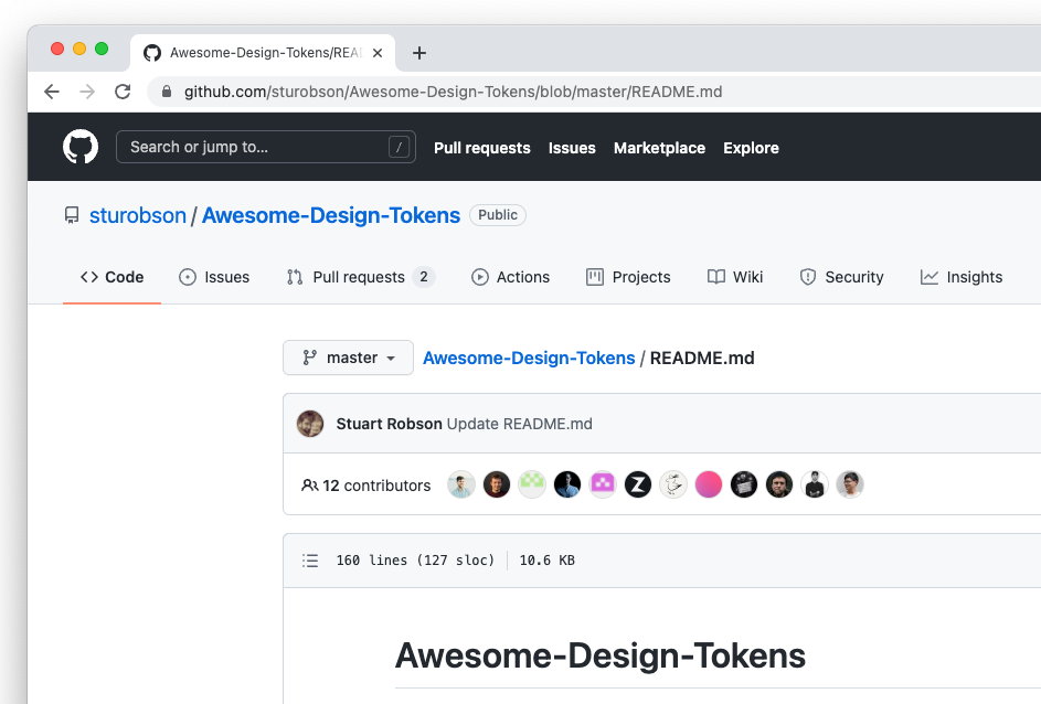Page with GitHub markdown file