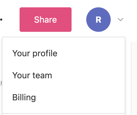 User menu