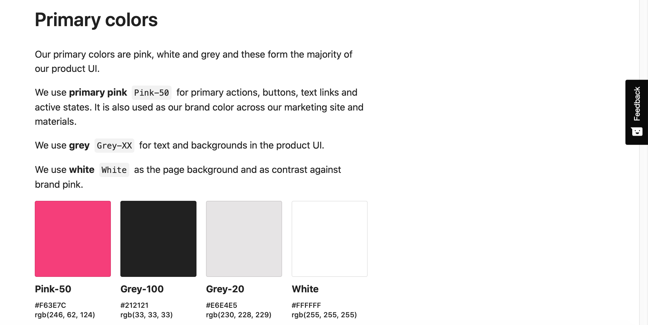 Incoming feedback widget – collapsed example