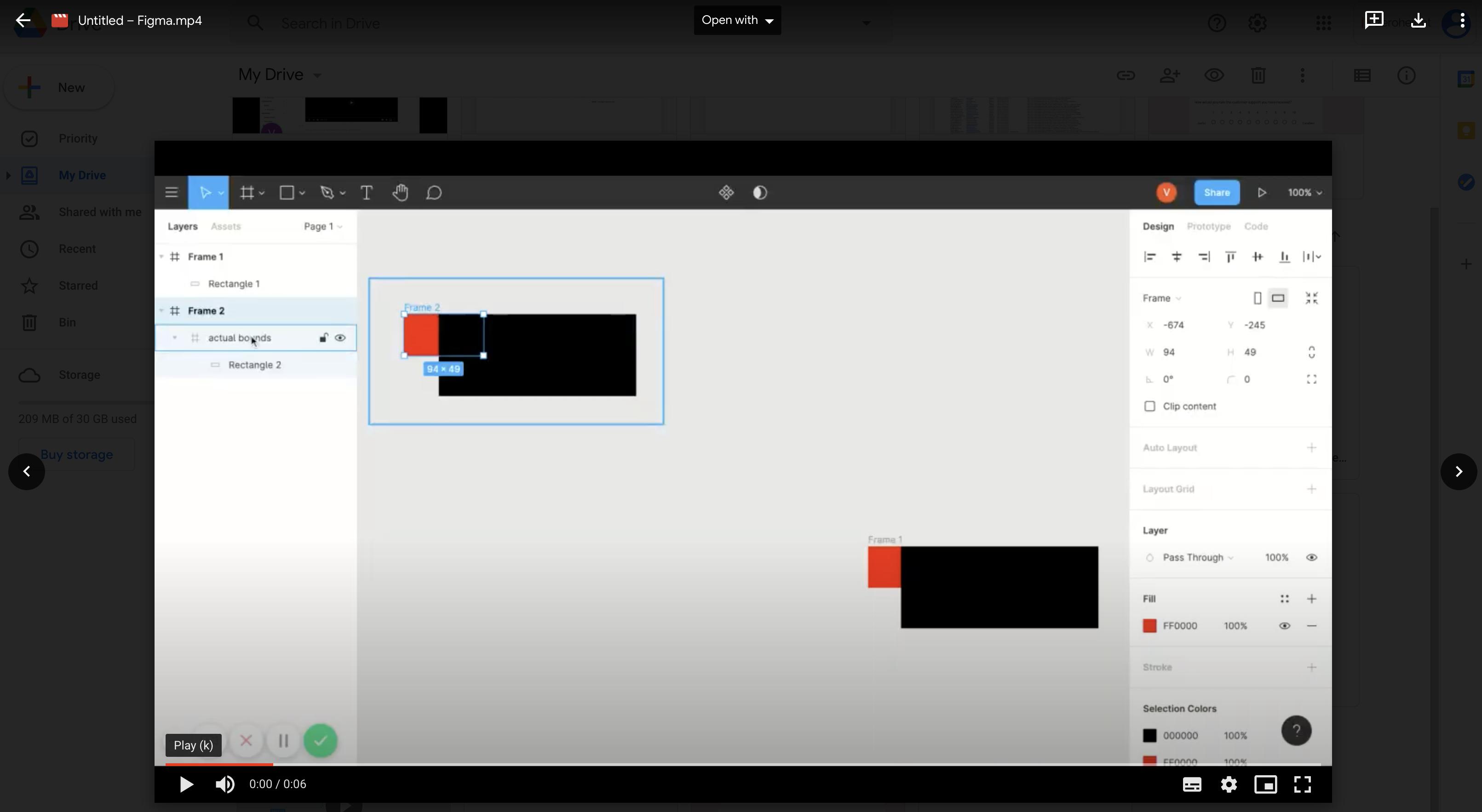 Google Drive preview window