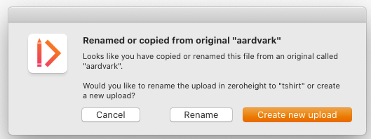 Warning window for renaming Sketch files