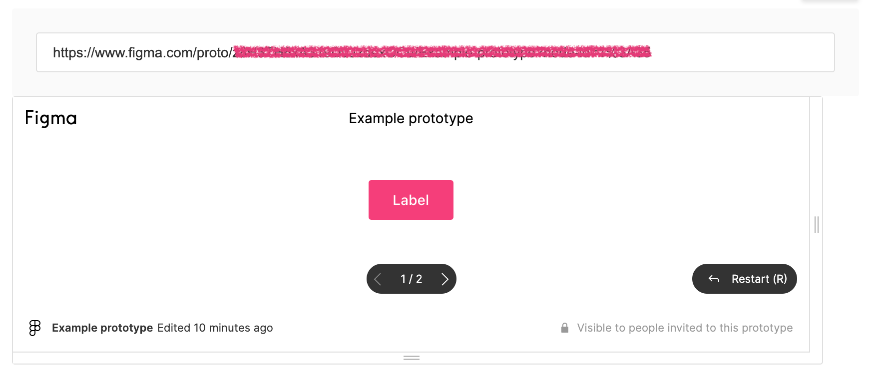 Figma prototype URL pasted in zeroheight iFrame.