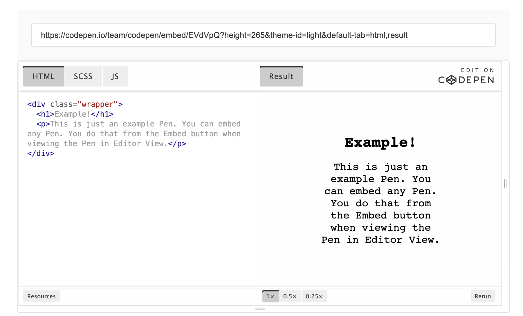 Codepen embedded in zeroheight