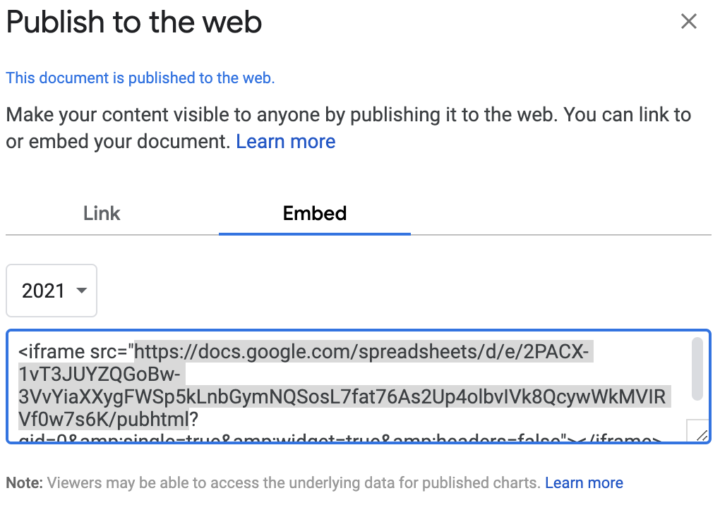Share window in Google Sheets