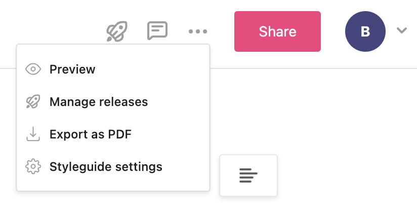 three dots menu for styleguide