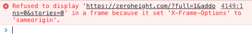 Error shown in developer tool console