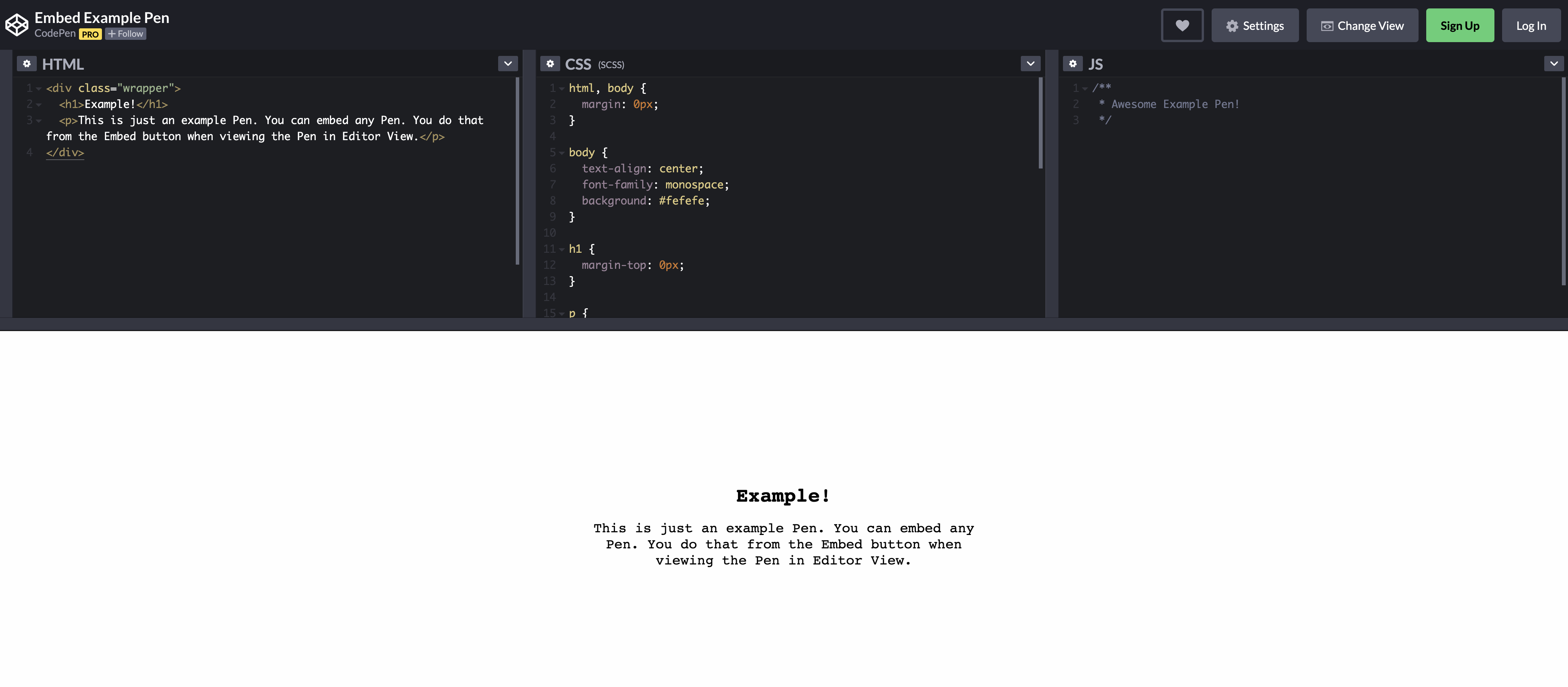 Codepen example