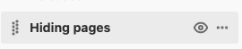 Click the eye icon to hide a page