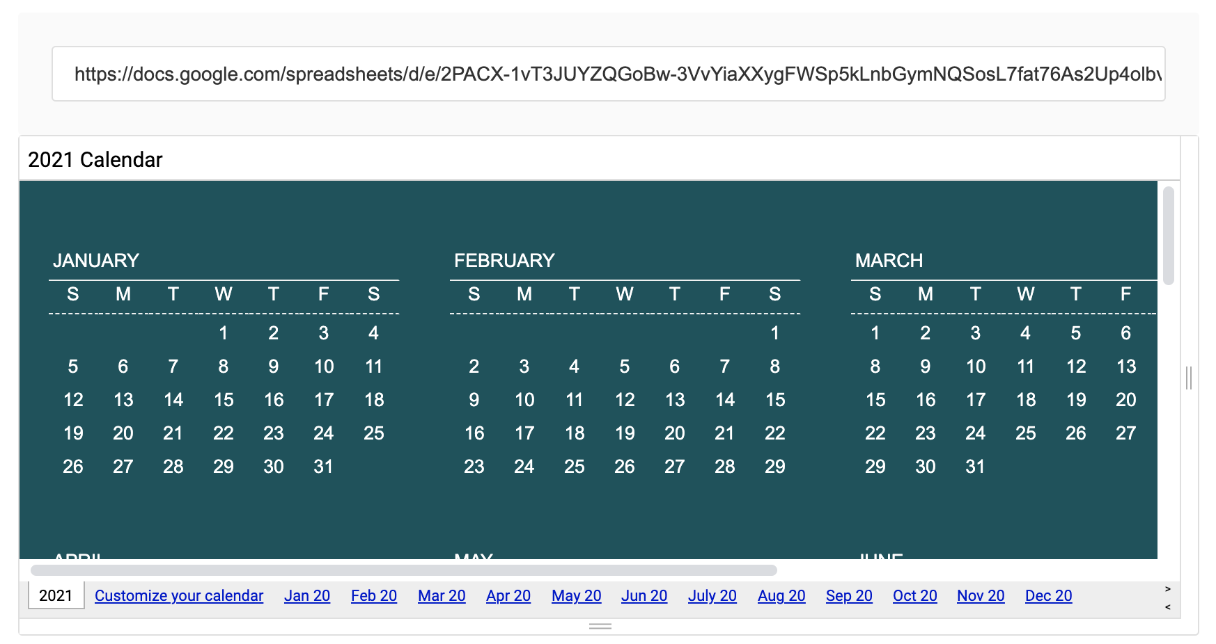 Embedded Google Sheet in the iFrame in editor mode