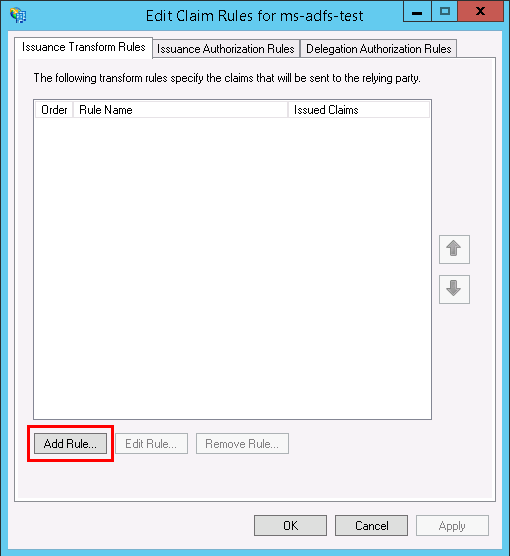 Red rectangle around Add Rule button