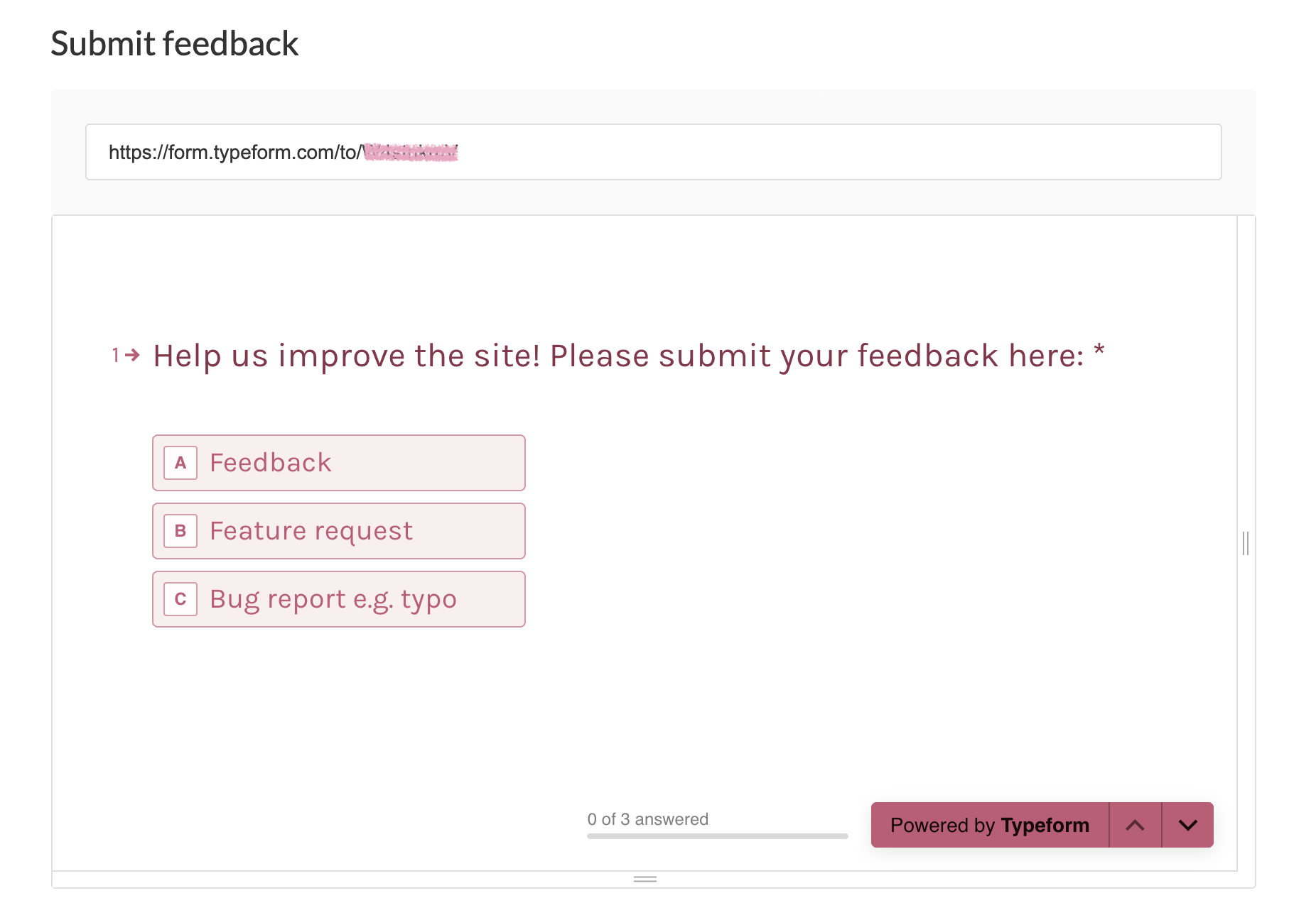 Feedback form example