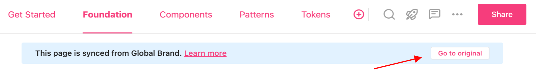 Red arrow pointing to Go to original button
