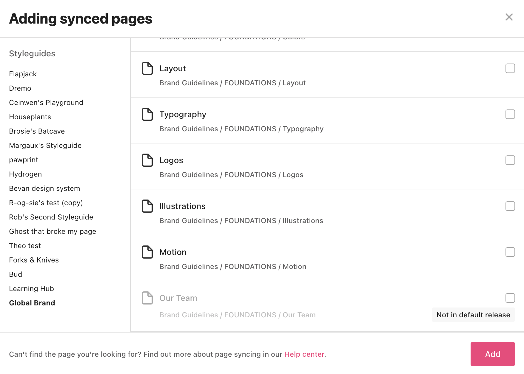 A styleguide page is not an option because it's in the default release