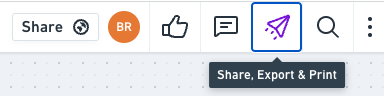 Share, Export and Print icon hovered over