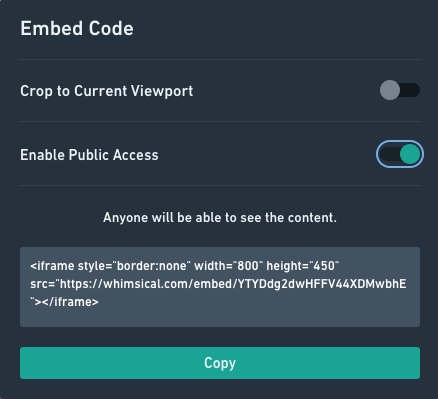 Enable Public Access function hovered over