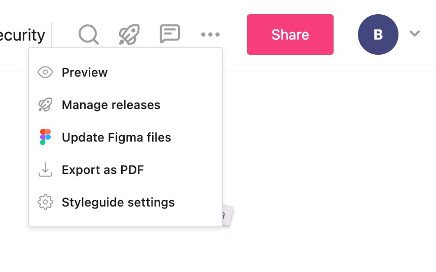 three dots menu in zeroheight