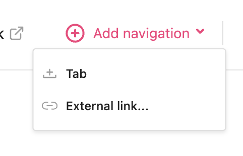 Top navigation options
