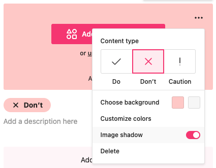 Image shadow function toggled on