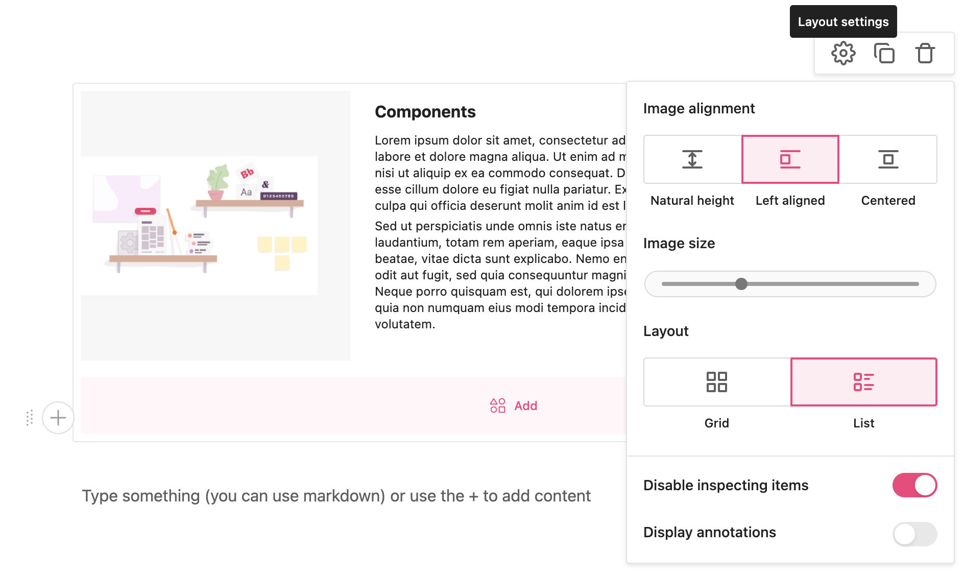 Layout settings for design uploads