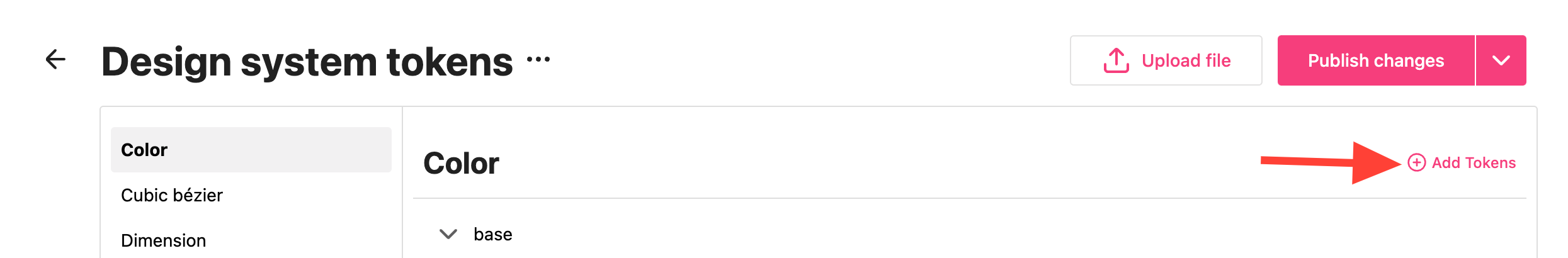 Red arrow pointing to Add tokens function