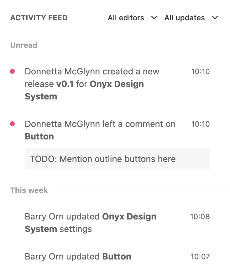The activity feed