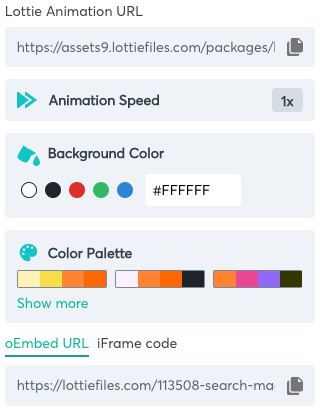 LottieFiles animation options