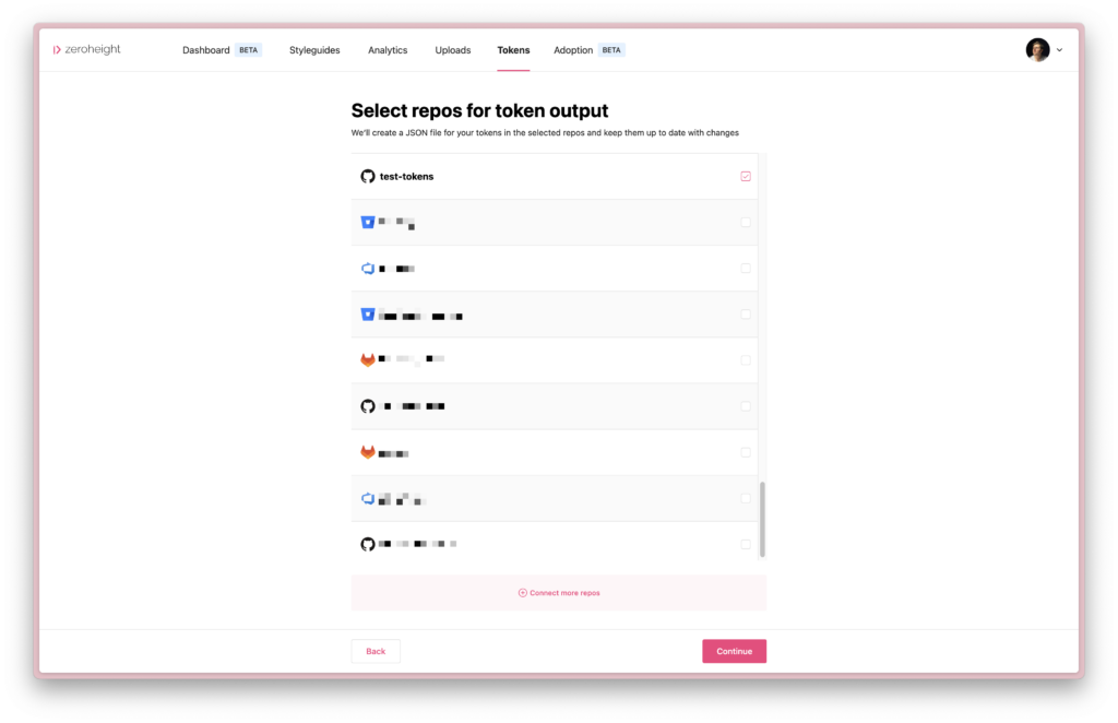 Git provider selection screen