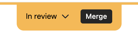 The In review label and the Merge button