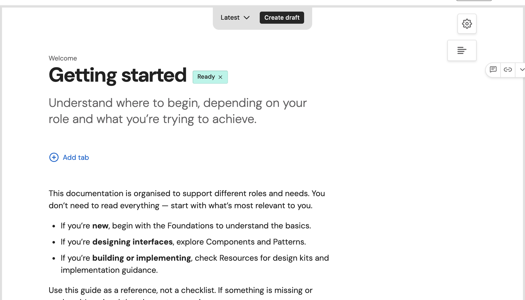 The same page in Latest, now showing the merged change