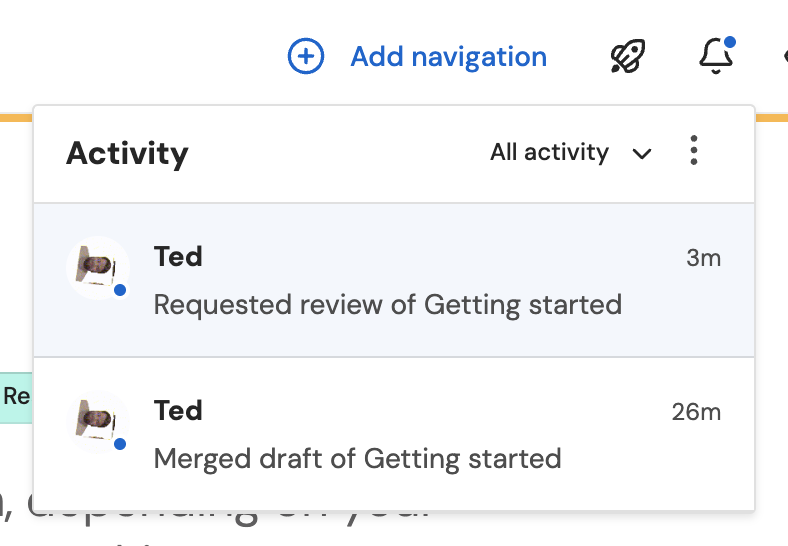 The notification panel showing a review request