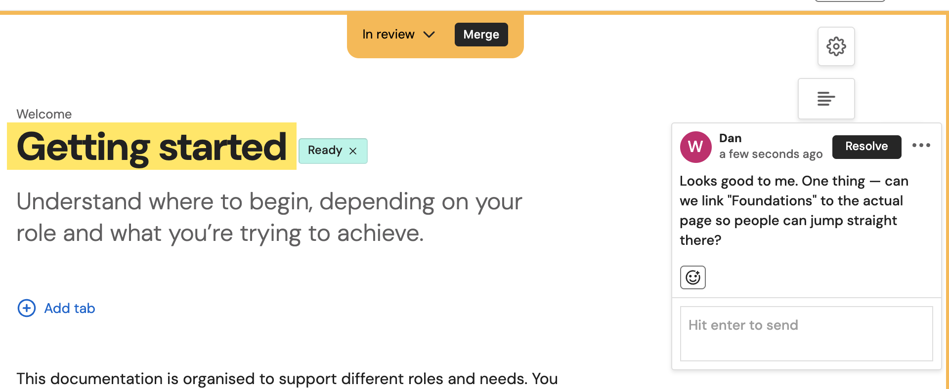 A reviewer's comment on a draft that is in review