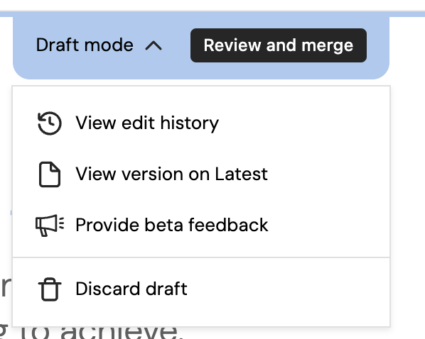 The Draft mode menu with Discard draft